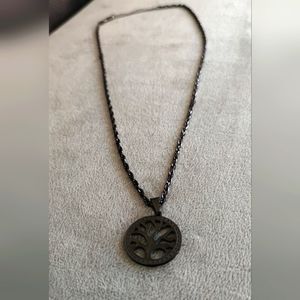 Black Tree Of Life Pendant Men's Necklace